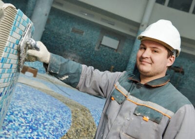 tilers at industrial floor tiling renovation